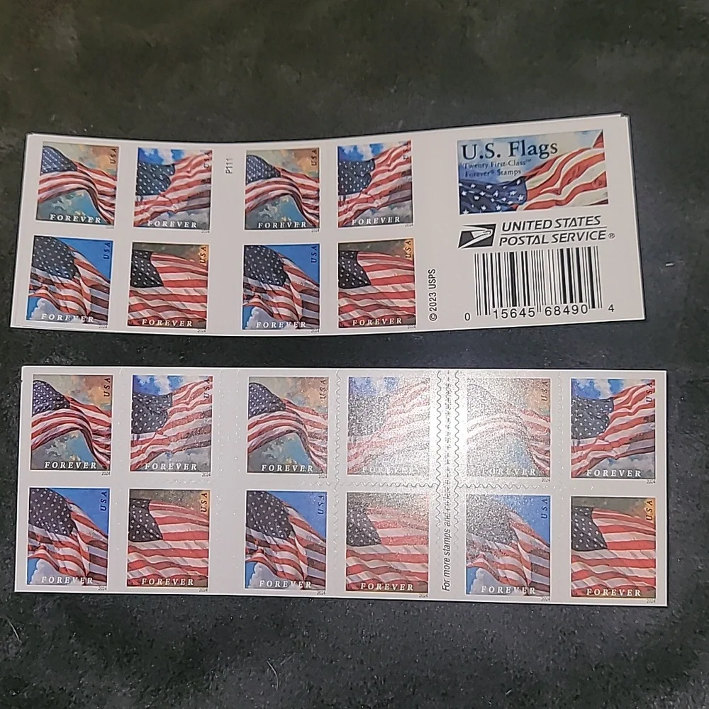 100 Forever Stamps 5 Sheets of 20 First‎ Class USPS Stamps 2024 U.S. Flag Flags